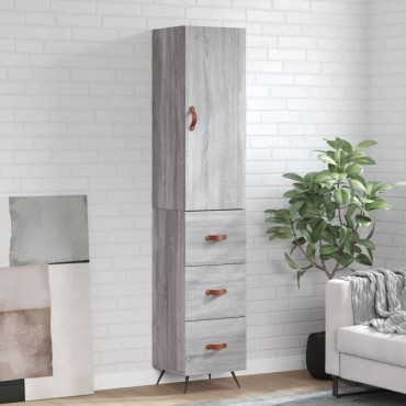 vidaXL Μπουφές Sonoma Γκρι 34,5x34x180cm από Επεξεργασμένο Ξύλο 1 τεμ.