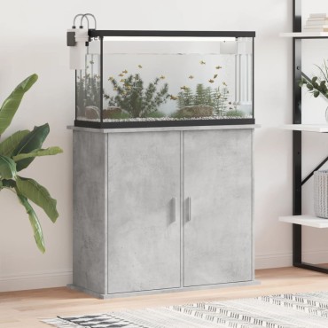 vidaXL Βάση Ενυδρείου Γκρι Σκυροδ. 81x36x73 εκ. από Επεξεργασμένο Ξύλο