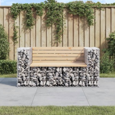 vidaXL Παγκάκι Κήπου Συρματοκιβώτιο 143x71x65,5cm Μασίφ Ξύλο Πεύκου 1 τεμ.