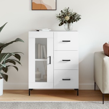 vidaXL Ντουλάπι Γυαλιστερό Λευκό 69,5x34x90cm Επεξεργασμένο Ξύλο 1 τεμ.