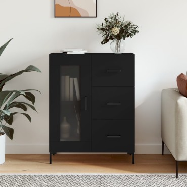 vidaXL Συρταριέρα Μαύρη 69,5x34x90cm από Επεξεργασμένο Ξύλο 1 τεμ.