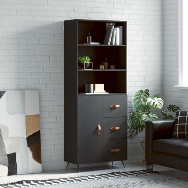 vidaXL Ντουλάπι Μαύρο 69,5x34x180cm από Επεξεργασμένο Ξύλο 1 τεμ.