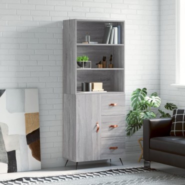 vidaXL Ντουλάπι Γκρι Sonoma 69,5x34x180cm Επεξεργασμένο Ξύλο 1 τεμ.