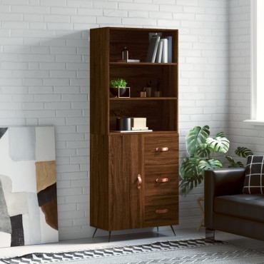 vidaXL Ντουλάπι Καφέ Δρυς 69,5x34x180cm από Επεξεργασμένο Ξύλο 1 τεμ.