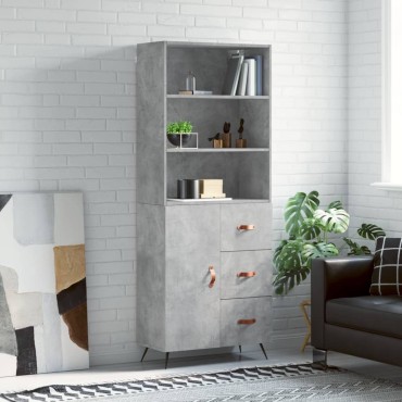 vidaXL Ντουλάπι Γκρι Σκυροδέματος 69,5x34x180cm Επεξεργασμένο Ξύλο 1 τεμ.