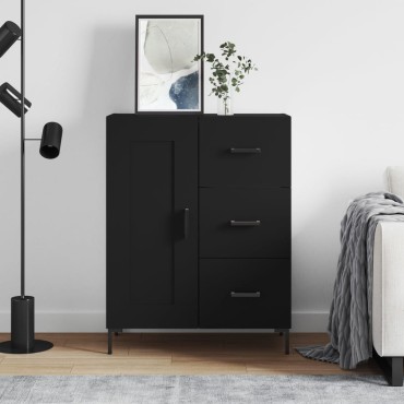 vidaXL Συρταριέρα Μαύρη 69,5x34x90cm από Επεξεργασμένο Ξύλο 1 τεμ.