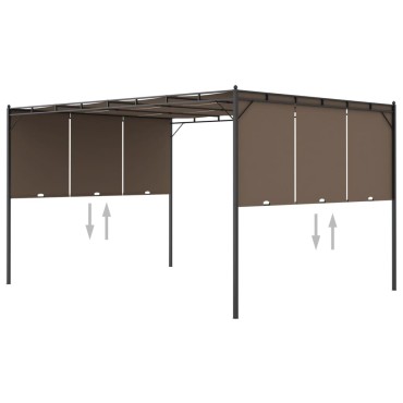 vidaXL Κιόσκι Κήπου Taupe 4 x 3 x 2,25 μ. με Πλαϊνή Κουρτίνα