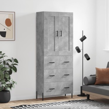 vidaXL Ντουλάπι Γκρι Σκυροδέματος 69,5x34x180cm Επεξεργασμένο Ξύλο 1 τεμ.