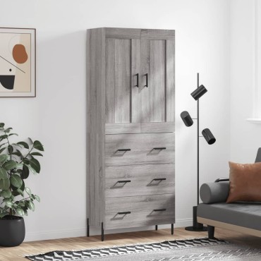 vidaXL Ντουλάπι Γκρι Sonoma 69,5x34x180cm Επεξεργασμένο Ξύλο 1 τεμ.