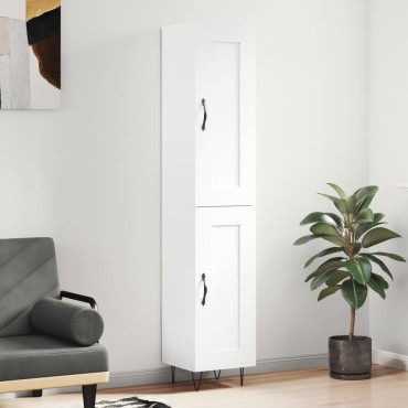vidaXL Ντουλάπι Γυαλ. Λευκό 34,5x34x180cm από Επεξεργασμένο Ξύλο 1 τεμ.