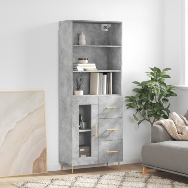 vidaXL Ντουλάπι Γκρι Σκυροδέματος 69,5x34x180cm Επεξεργασμένο Ξύλο 1 τεμ.