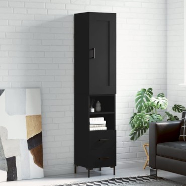 vidaXL Ντουλάπι Μαύρο 34,5x34x180cm από Επεξεργασμένο Ξύλο 1 τεμ.