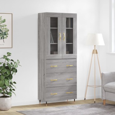 vidaXL Ντουλάπι Γκρι Sonoma 69,5x34x180cm Επεξεργασμένο Ξύλο 1 τεμ.