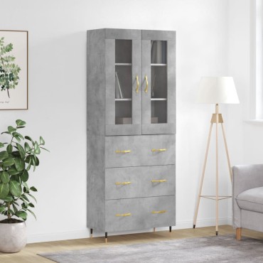 vidaXL Ντουλάπι Γκρι Σκυροδέματος 69,5x34x180cm Επεξεργασμένο Ξύλο 1 τεμ.