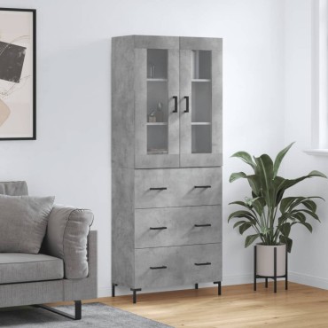 vidaXL Ντουλάπι Γκρι Σκυροδέματος 69,5x34x180cm Επεξεργασμένο Ξύλο 1 τεμ.