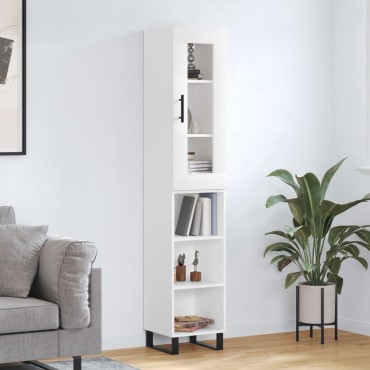 vidaXL Ντουλάπι Λευκό 34,5x34x180cm από Επεξεργασμένο Ξύλο 1 τεμ.