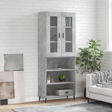 vidaXL Ντουλάπι Γκρι Σκυροδέματος 69,5x34x180cm Επεξεργασμένο Ξύλο 1 τεμ.