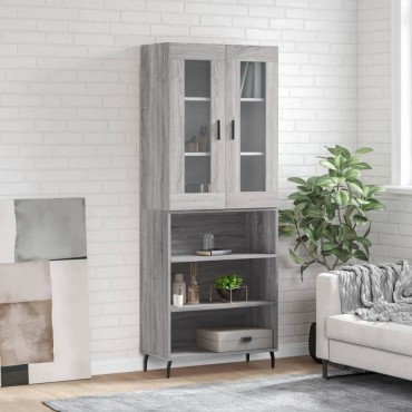 vidaXL Ντουλάπι Γκρι Sonoma 69,5x34x180cm Επεξεργασμένο Ξύλο 1 τεμ.