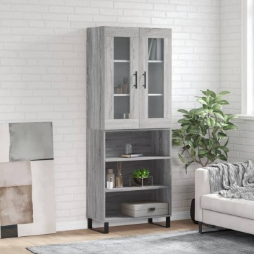 vidaXL Ντουλάπι Γκρι Sonoma 69,5x34x180cm Επεξεργασμένο Ξύλο 1 τεμ.