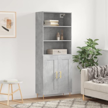 vidaXL Ντουλάπι Γκρι Σκυροδέματος 69,5x34x180cm Επεξεργασμένο Ξύλο 1 τεμ.