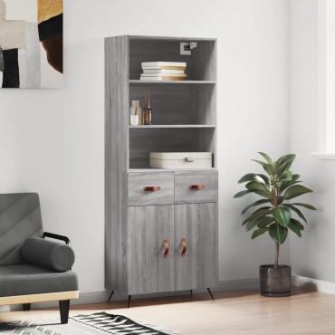 vidaXL Ντουλάπι Γκρι Sonoma 69,5x34x180cm Επεξεργασμένο Ξύλο 1 τεμ.