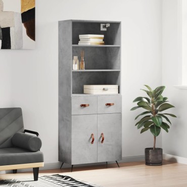 vidaXL Ντουλάπι Γκρι Σκυροδέματος 69,5x34x180cm Επεξεργασμένο Ξύλο 1 τεμ.