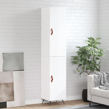 vidaXL Ντουλάπι Γυαλ. Λευκό 34,5x34x180cm από Επεξεργασμένο Ξύλο 1 τεμ.