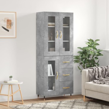 vidaXL Ντουλάπι Γκρι Σκυροδέματος 69,5x34x180cm Επεξεργασμένο Ξύλο 1 τεμ.