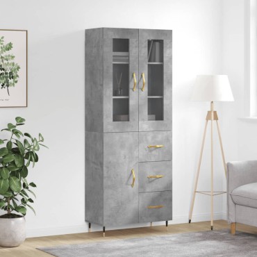 vidaXL Ντουλάπι Γκρι Σκυροδέματος 69,5x34x180cm Επεξεργασμένο Ξύλο 1 τεμ.