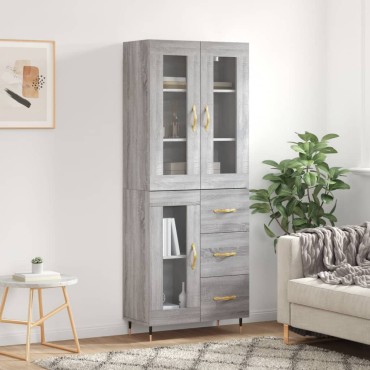 vidaXL Ντουλάπι Γκρι Sonoma 69,5x34x180cm Επεξεργασμένο Ξύλο 1 τεμ.