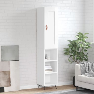 vidaXL Ντουλάπι Γυαλ. Λευκό 34,5x34x180cm από Επεξεργασμένο Ξύλο 1 τεμ.