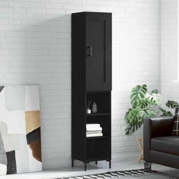 vidaXL Ντουλάπι Μαύρο 34,5x34x180cm από Επεξεργασμένο Ξύλο 1 τεμ.