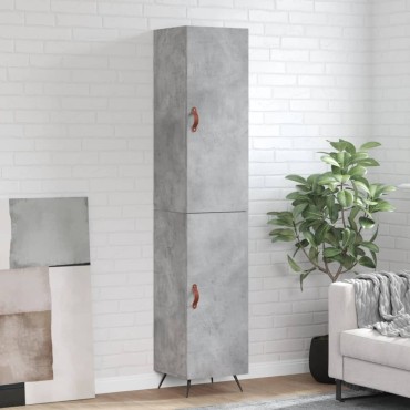 vidaXL Ντουλάπι Γκρι Σκυροδέματος 34,5x34x180cm Επεξεργασμένο Ξύλο 1 τεμ.