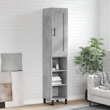 vidaXL Ντουλάπι Γκρι Σκυροδέματος 34,5x34x180cm Επεξεργασμένο Ξύλο 1 τεμ.