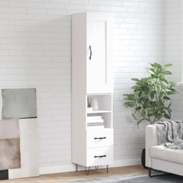 vidaXL Ντουλάπι Λευκό 34,5x34x180cm από Επεξεργασμένο Ξύλο 1 τεμ.