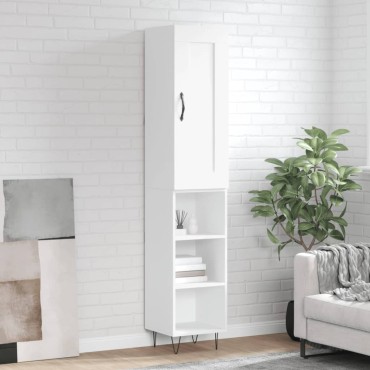 vidaXL Ντουλάπι Λευκό 34,5x34x180cm από Επεξεργασμένο Ξύλο 1 τεμ.