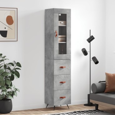 vidaXL Ντουλάπι Γκρι Σκυροδέματος 34,5x34x180cm Επεξεργασμένο Ξύλο 1 τεμ.