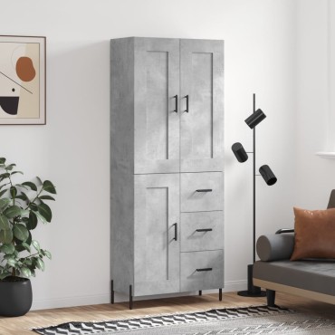 vidaXL Ντουλάπι Γκρι Σκυροδέματος 69,5x34x180cm Επεξεργασμένο Ξύλο 1 τεμ.