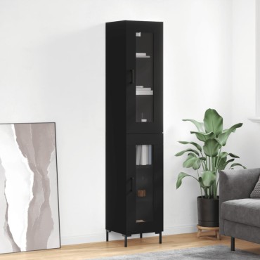 vidaXL Ντουλάπι Μαύρο 34,5x34x180cm από Επεξεργασμένο Ξύλο 1 τεμ.