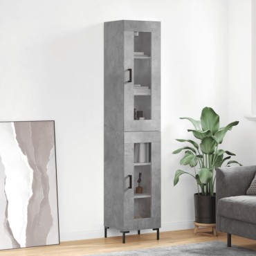 vidaXL Ντουλάπι Γκρι Σκυροδέματος 34,5x34x180cm Επεξεργασμένο Ξύλο 1 τεμ.