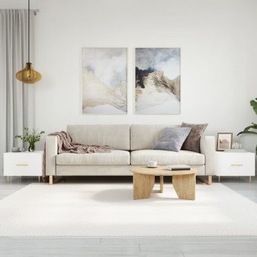 vidaXL Τραπεζάκια Σαλονιού 2 τεμ. Λευκά 50x50x40cm Επεξεργασμένο Ξύλο