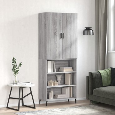 vidaXL Ντουλάπι Γκρι Sonoma 69,5x34x180cm Επεξεργασμένο Ξύλο 1 τεμ.