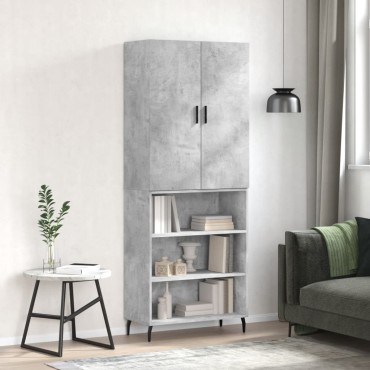 vidaXL Ντουλάπι Γκρι Σκυροδέματος 69,5x34x180cm Επεξεργασμένο Ξύλο 1 τεμ.