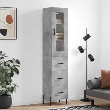 vidaXL Ντουλάπι Γκρι Σκυροδέματος 34,5x34x180cm Επεξεργασμένο Ξύλο 1 τεμ.