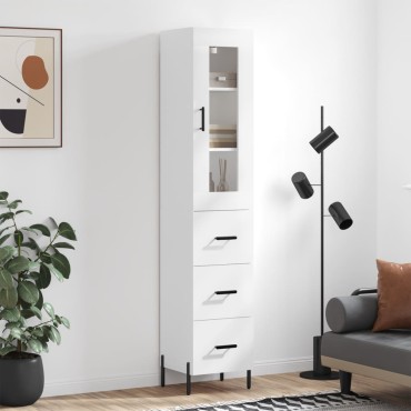 vidaXL Ντουλάπι Λευκό 34,5x34x180cm από Επεξεργασμένο Ξύλο 1 τεμ.