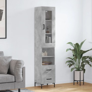 vidaXL Ντουλάπι Γκρι Σκυροδέματος 34,5x34x180cm Επεξεργασμένο Ξύλο 1 τεμ.