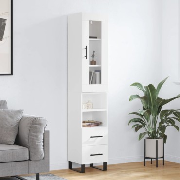 vidaXL Ντουλάπι Λευκό 34,5x34x180cm από Επεξεργασμένο Ξύλο 1 τεμ.