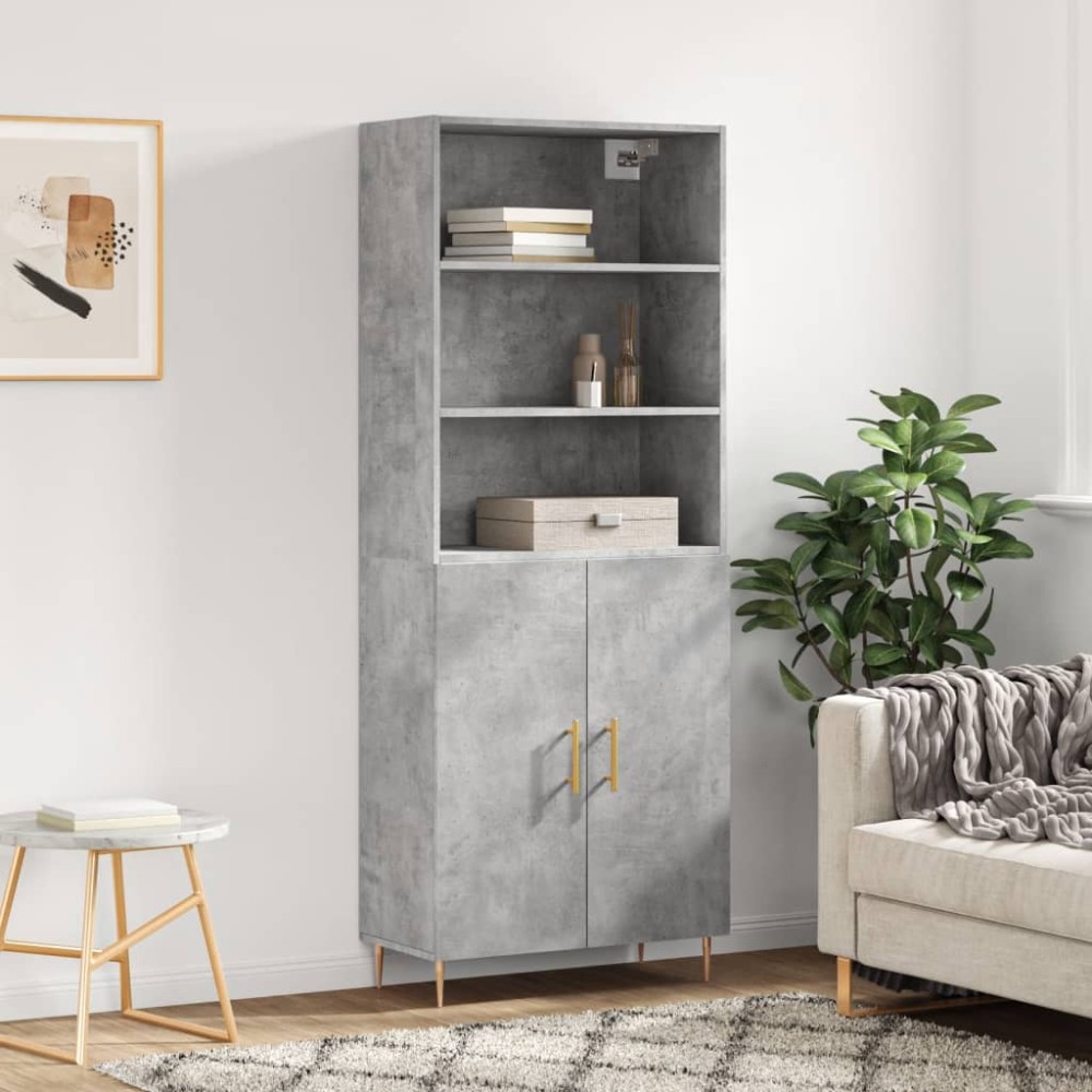vidaXL Ντουλάπι Γκρι Σκυροδέματος 69,5x34x180cm Επεξεργασμένο Ξύλο 1 τεμ.