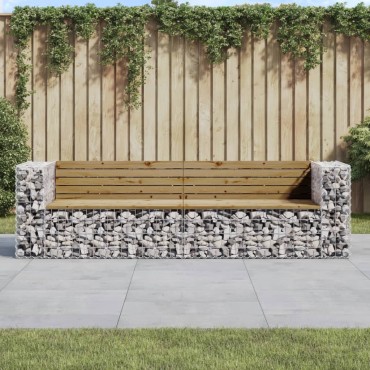 vidaXL Παγκάκι Κήπου Συρματοκιβώτιο 244x71x65,5cm Εμποτ. Ξύλο Πεύκου 1 τεμ.
