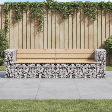 vidaXL Παγκάκι Κήπου Συρματοκιβώτιο 244x71x65,5cm Μασίφ Ξύλο Πεύκου 1 τεμ.